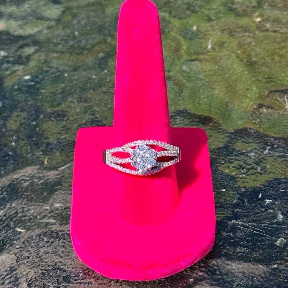 Elegant Solid Sterling Silver Flower Ring - image 2